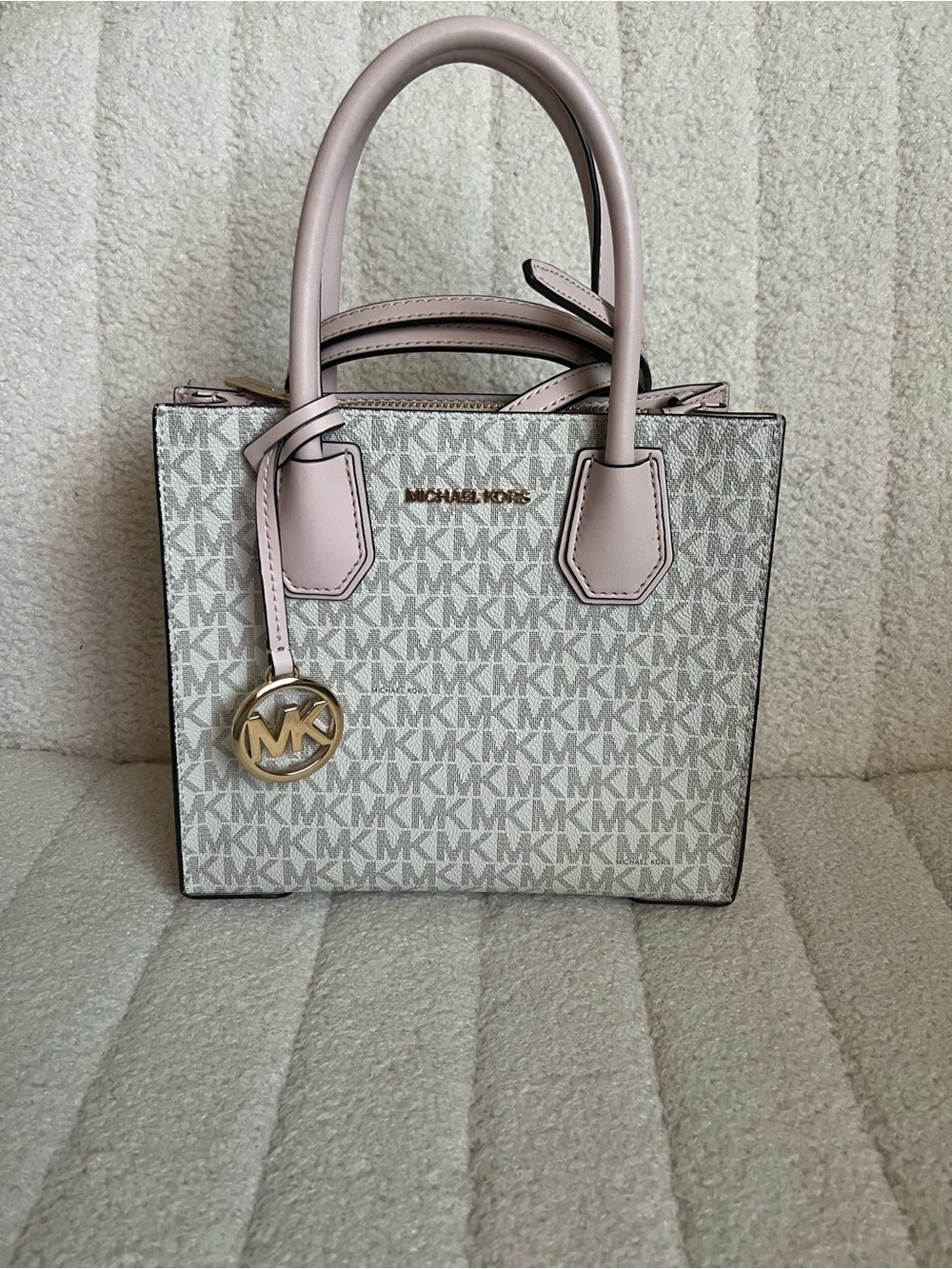 Michael Kors Pink and Signature MK Monogram Satchel